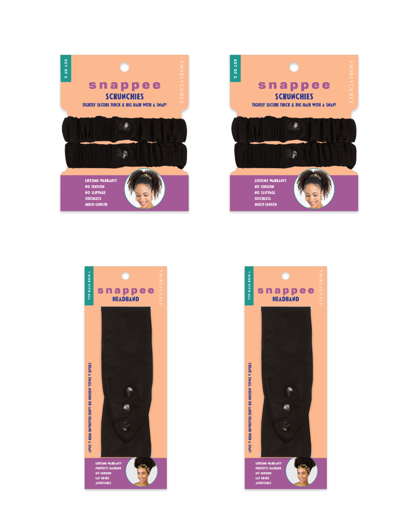 The Sleek Finish Set (Scrunchie & Headband - Black)