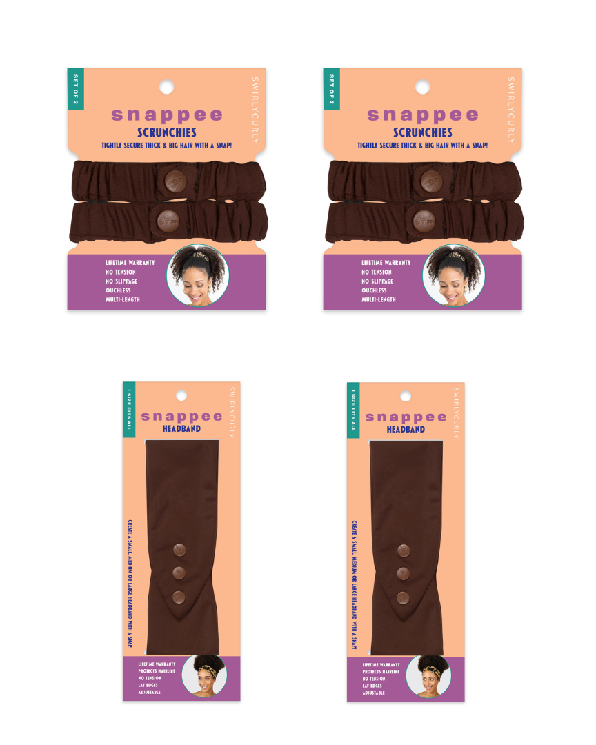 The Sleek Finish Set (Scrunchie & Headband - Brown)